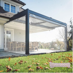 KJLEEN Transparente Plane, 3 x 4 m, robuste Plane, 420 g/m², transparente Plane mit Ösen, wasserdichte PVC-Plane für den Außenbereich, mit 10 m Zugseil (3 x 4 m)