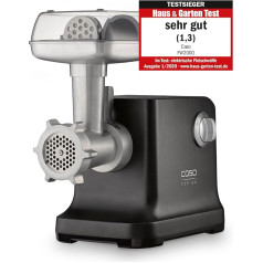CASO FW 2000 Black Meat Mincer with Powerful 2000 Watt, Test Winner Home & Garden Test, Durable Titanium Blade, Return Function, Includes Accessories