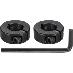 sourcing map Bohrung 20mm Schaftmanschette 40mm OD 15mm Dicke Kohlenstoffstahl Fahrwerk Stopper Radmanschette mit Stellschraube & 1 Sechskantschlüssel für Werkzeugmaschinenindustrie (Schwarz, 2 Stück)