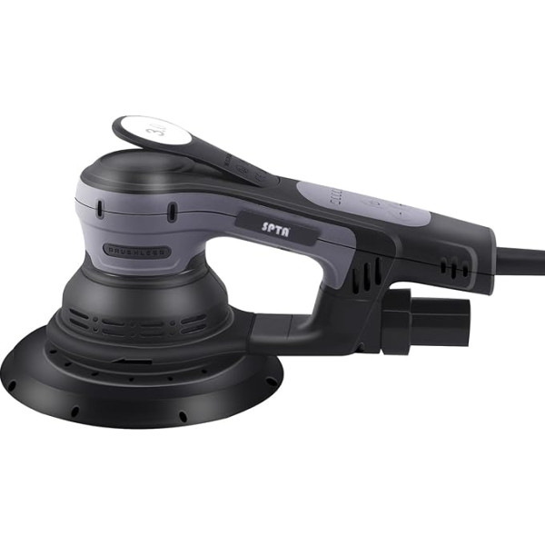 SPTA Electric Brushless 6 mm Random Orbital Sander for Woodworking Sanding and Polishing, Variable Speed 4000-10000RPM, with 12 Sandpaper