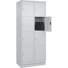 C + P Möbelsysteme C+P Classic Plus Locker Cabinet for 4 Compartments Light Grey W 800 mm 8 Compartments with Base Base