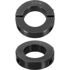 sourcing map 2 x doppelt geteilte Schaftmanschette für 1-3/16-Zoll-Schaft, zweiteiliger Spannkragen, 5,4 cm Außendurchmesser, 1,27 cm Breite, Schwarzoxid-Stahlschlossklemme, Stellschrauben-Stil