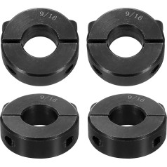 sourcing map 4 x doppelt geteilte Schaftmanschette für 9/16 Zoll Schaft, zweiteiliger Klemmkragen, 3,8 cm Außendurchmesser, 1,1 cm Breite, Schwarzoxid-Stahlschlossklemme, Stellschrauben-Stil