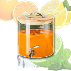 OZTYSGXM Klarglas-Getränkeeimer, Zitronen-Teesaft-Spender, Kaltgetränke-Maschine, Cola-Eimer mit Wasserhahn, Getränkespender für Party, Kühlschrank, Wasser, Eistee, A