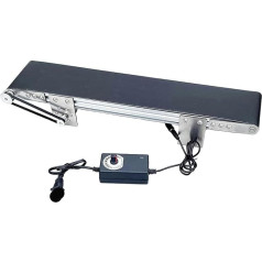 GUHPZA Small Desktop Conveyor Belt, Metal Production Line Belt Conveyor, Automatic Friction Force Experiment Device, 0-116 rpm, Black Band, 10 x 50 cm ~/,