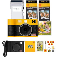 KODAK Mini Shot 2 ERA 4PASS 2-in-1 Instant Camera and Photo Printer (5.3 x 8.6 cm) Photo Printer + Gift Package + 8 Sheets Included + 60-Sheet Cartridge, Yellow