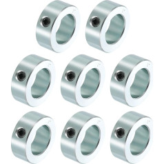 sourcing map 8-teiliges Set Schraubenmanschetten, 2,5 cm Bohrung, Karbonstahl, Schaftmanschetten, 3,8 cm Außendurchmesser, 1,6 cm Breite, Schlossachsenmanschette für Linearstangenwellenführung