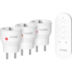 Bezvadu MINI Schuko kontaktligzdu komplekts, tālvadības pults 3+1, 2300W