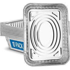 Large Aluminum Foil Trays 3500ml Deep Foil Baking Pan Heavy Duty Foil Trays Food Large Containers (32x26x7cm) for Cooking, Baking, Food Storage, Pack of 10