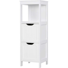 Yaheetech Bathroom Cabinet, Bathroom Cabinet, Painted Bathroom Shelf, White, Bathroom Cabinet with Removable Drawers, Bedside Cabinet, Corner Chest of Drawers, 30 x 30 x 89 cm LBH