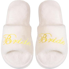 AffeGifts Bridal Slippers Soft Bride to Be Slippers White Slippers Non-Slip Comfortable Wedding Slippers with 1 cm Soles