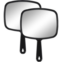 Gladmart Handspiegel mit Griff (quadratisch, schwarz, 18,8 x 26,2 cm, 2 Stück), Schwarz und Schwarz