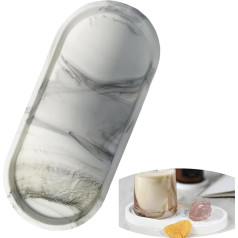 Cosmetic Tray Oval Storage Tray Resin Handmade Bathroom Bathtub Kitchen Dresser Countertop Organizer for Soap Shampoo Candle Towel Plant Jewelry Ring Bowl