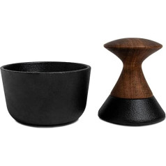 Crushgrind Kiruna Mortar with Pestle, Spice Mortar Made of High-Quality Cast Iron and Acacia Wood, for Crushing Dry Spices and Herbs