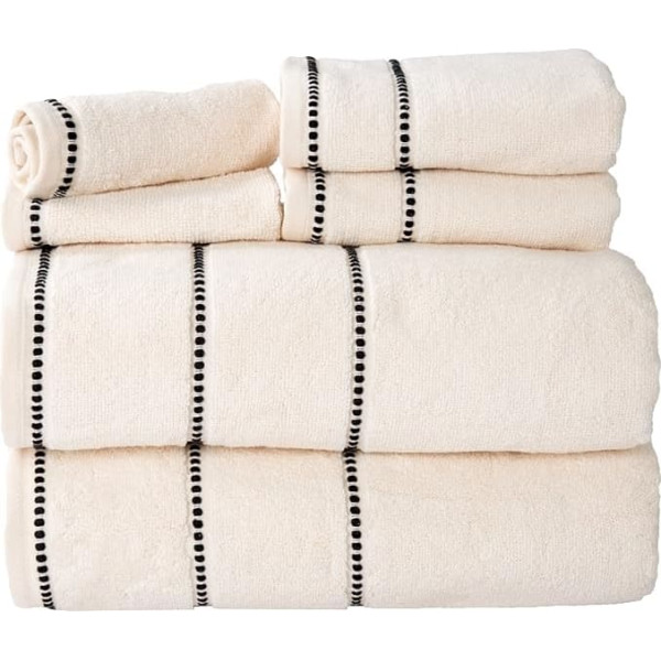 Lavish Home Zero Twist Towel Set, 100% Cotton, Quick-Drying, White, 6-Piece