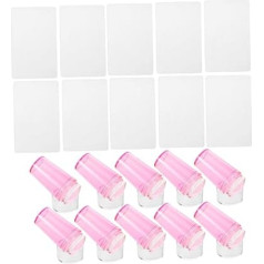 Mikinona 10 Sätze Teiliges French Tip Nail Stamper Kit Transparent Silikon Stempel mit Schabern für Diy Maniküre Nagelkunst zu Hause Salon für Designs