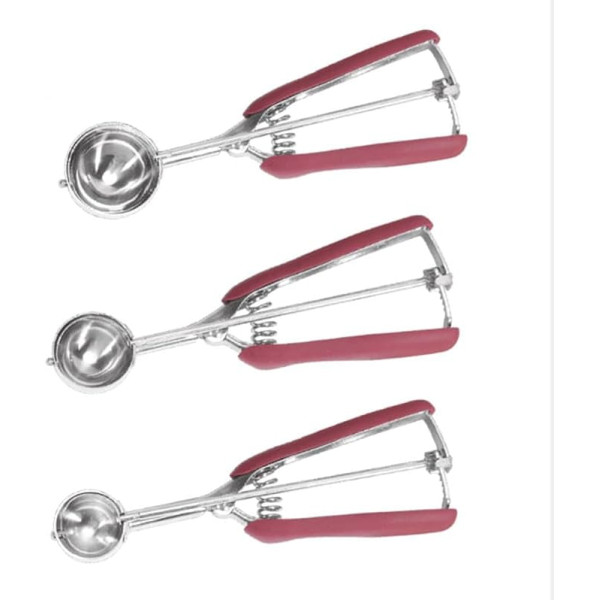 ZONADAH Set of 3 Stainless Steel Ice Cream Scoop Cookie Scoop 3cm 4cm 5cm Grave Ball Scoop Dough Food Ball Spoon Fruit Potato Ice Cream Cupcake