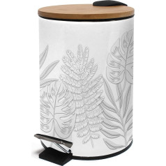 Douceur d'Intérieur, Pedal Bin (3 Litre) Amber Printed Metal and Bamboo
