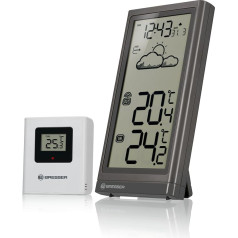 Bresser Meteo Temp Wireless Weather Station with Outdoor Sensor, Thermometer with Temperature Display for Indoor and Outdoor Use, Weather Forecast, with Fold-Out Base and Wall Mount, Grey