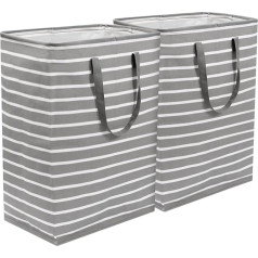 Pack of 2 Foldable Laundry Baskets, 75 Litre Laundry Hamper, Slim Laundry Basket, Small, Storage Baskets, Laundry Baskets for Bathroom, Living Room, 60 x 40 x 34 cm