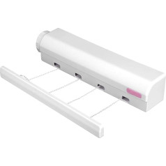 Wakects Washing Line Retractable Washing Line with 4 Wire/5 Wire Telescopic Wall Mounted White Up to 3.75 m for Indoor and Outdoor Use