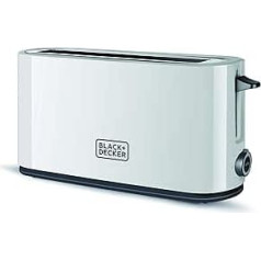 Black+Decker BXTO1001E - Toaster 1,000 W, Toaster with Extra Large Slot, 7 Toast Levels, High Lift Function and Stop Function, Cable Storage, White