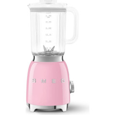 Smeg, BLF03PKEU, 1.5 L Stand Mixer, 4 Speed Levels, 4 Automatic Programmes, Removable Double Blade, Transparent Lid Opening with Dosing Cap, Non-Slip, 800W, Rose