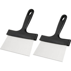 SHANGPEIXUAN Grillschaber Set mit 2 Edelstahl-Grillschabern mit 12,7 cm Kunststoffgriff, vielseitiger Lebensmittelschaber, Werkzeug für flache Oberseite, Teppanyaki, BBQ, Blackstone, Grillzubehör