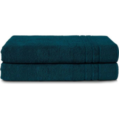 Komfortec Set of 2 Sauna Towels, 70 x 200 cm, 100% Cotton, XXL Sauna Towels,Soft, Large, Terry Cloth, Quick Drying, Petrol