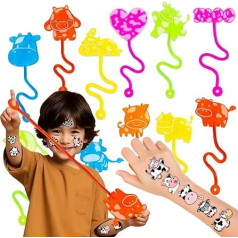 24 temporäre Kuh-Tattoos und 24 x Kuh-klebrige Hände, Partygeschenke – perfekte Geburtstagsgeschenke, Geschenktütenfüller, Schatzbox-Spielzeug, Klassenzimmerpreise und Studentengeschenke