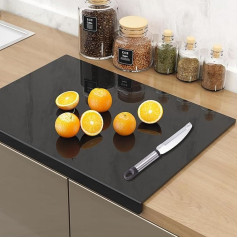 JanYoo Acrylic Chopping Board, Chopping Boards for Kitchen, Thick Cutting Block, Vegetables, Bread, Meat, Fruits, Board with Counter Lip, Non-Slip Cutting Board, 40 x 30 cm, Black