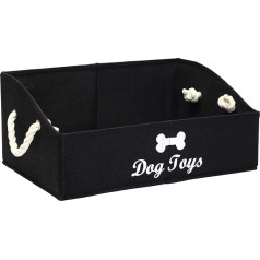 Geyecete - Storage Boxes for Dog Toys, Trapezoidal, Foldable Storage Basket with Cotton Rope Handle, for Storing Pet Clothes, Accessories, Toys and Treats, Black
