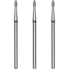 STALEKS PRO Cuticle Cutter Set of 3 Diamond Cutters 4 x 1.8 mm Olive Shape (Fine Grain)