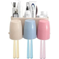 JKDHJK Wall Mount Toothbrush Holder, Electric Toothbrush Holder, Large Storage Organiser with 6 Toothbrush Slots, Cosmetic Organiser, Self-Adhesive, No Drilling for Bathroom
