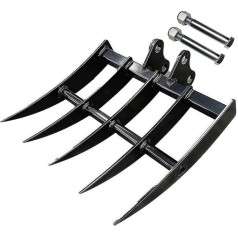 Mini Excavator Rake Attachment, Wide Excavator Rake Hydraulic Tipping Excavator for Mini Excavators or Similar Machines, 0.8-2 Ton Micro Excavator Rake Hole Diameter 25mm Wingspan: 90mm