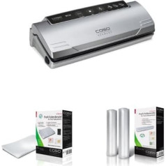 CASO VC 10 Vacuum Sealer (1340) 30 cm Long, Welded Seams, Natural Storage without Preservatives Includes 10 Professional Bags, Includes double foil bags