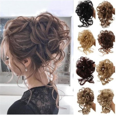 CLQYXRMVC Unordentlicher Haarknoten Messy Curly Bun Haarteil Scrunchie Tousled Updo Gummiband Haarverlängerung Haarteile Pferdeschwanz-Haarteil für den täglichen Gebrauch(2#)