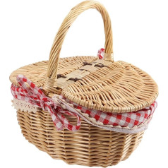 FutureHight Wicker Picnic Basket in Country House with Lid and Liner for Picnics, Parties and Barbecue Evenings