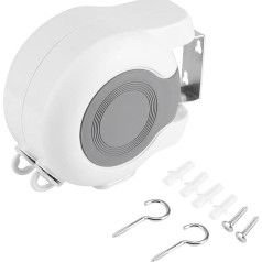 EBTOOLS Washing Line, 13 m Portable Extendable Washing Line, Drying Line, Wall Dryer with Automatic Rolling System, Double Line, Suitable for Home, Hotel, Salon and Travel