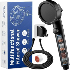 JONKEAN Wassersparender Duschkopf mit schlauch, 3 Strahlarten Duschbrause mit Kalkfilter, Hochdruck-Handduschkopf mit Ein-Aus-Schalter, Duschkopf mit Filter für Trockenes Haar & Haut (Schwarz)