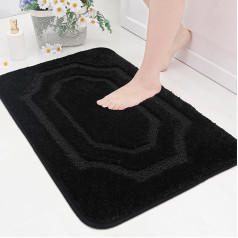 BEQHAUSE Bathroom Mat, Non-Slip Bath Mat, Bath Mat, Non-Slip Washable, Shower Mat, Non-Slip, Suitable for Bathrooms and Toilets, Black, 50 x 80 cm