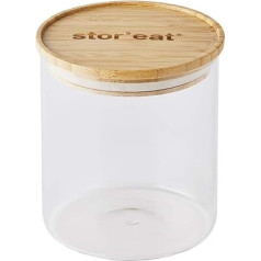 Mastrad Storage Jar - Connected Stor'Eat - Borosilicate Glass - Protects Against Moisture - Airtight Lid - Bamboo Colour - BPA Free - 850ml