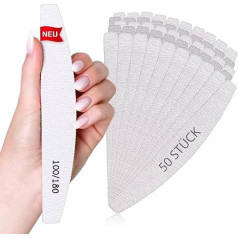 Lynis-Nailshop.de Professional Nail File for Gel Nails 100/180 Grit Zebra Half Moon – Two Different Grits · Curved Nail File for Gel Nails · Rounded Side for Better Handling · Pack of 50