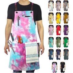 Stenffy 1|5|10 Pack Kitchen Aprons, Cotton Canvas, Adjustable Cross Back, Artist, Painting, Carpenter Work Apron for Men Women