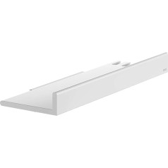 KEUCO Reva Shower Shelf with Glass Squeegee Made of Aluminium, White, Removable Basket with Drainage Slits, 35 x 6.6 x 11.6 cm, Wall Mounting, White
