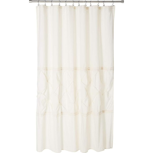 Comfort Spaces Cavoy Bathroom Shower Tufted Ruffle Pattern Modern Elegant Microfibre Fabric Bath Curtains, 72 x 72 Inches, Ivory