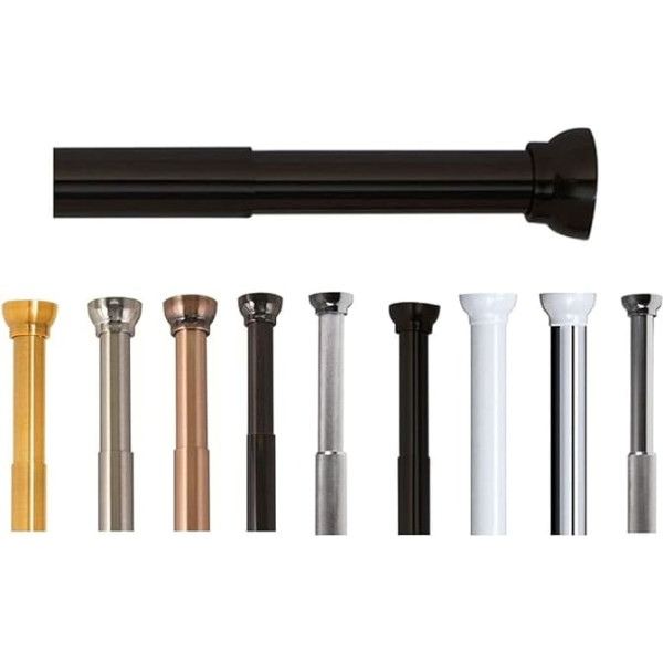 Spirella Kreta Telescopic Shower Curtain Rail No Drilling Required Tension Rod Adjustable by Turning Secure Hold as Shower Rail Clothes Rail Length Selectable Aluminium