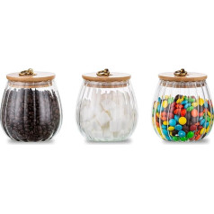 Storage Jars Airtight Small Set of 3 750 ml, Decorative Glass with Lid and Labels Containers Kitchen Storage Storage Containers for Table Tray Organiser Sweets Snacks Coffee Beans Spices
