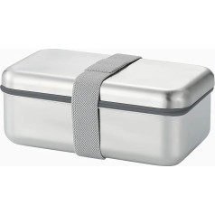 GRFELI Stainless Steel Bento Box, Microwave-Safe, Lunch Box with Dividers, Japanese Lunch Box, Metal Lunch Container, Dishwasher Safe, 900 ml (Silver)