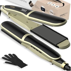 UKLISS Professional Hair Straightener with Wide Plates for Long, Thick or Curly Hair, 2 in 1 Straighteners Curls and Straightening, 30s Heat Up Time with LCD Display, 100-230°C